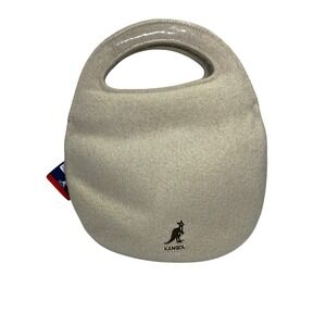 Y2K‎ Kangol Round Handle Handbag Beige Wool Satchel Bag Purse Women's